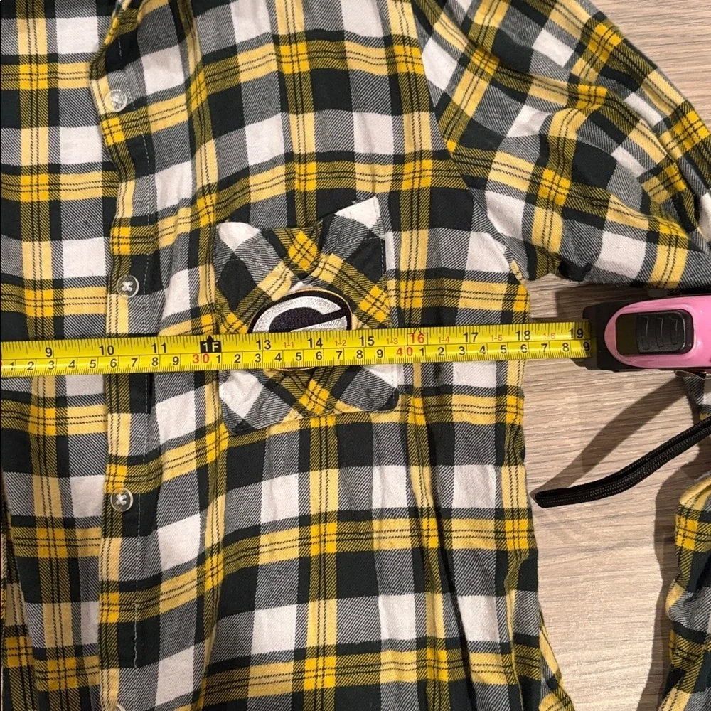 Women’s Green Bay Packers Plaid Flannel Button Down Sleep Shirt Size L - Picture 7 of 8